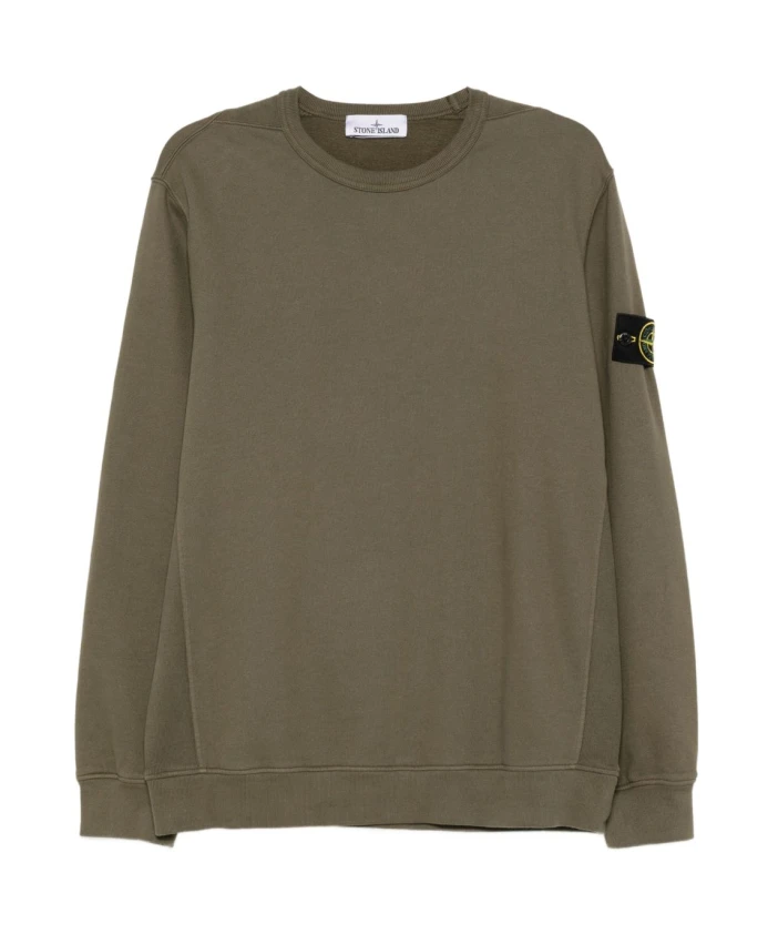 

Зеленый хлопковый пуловер с круглым вырезом Stone Island, зеленый