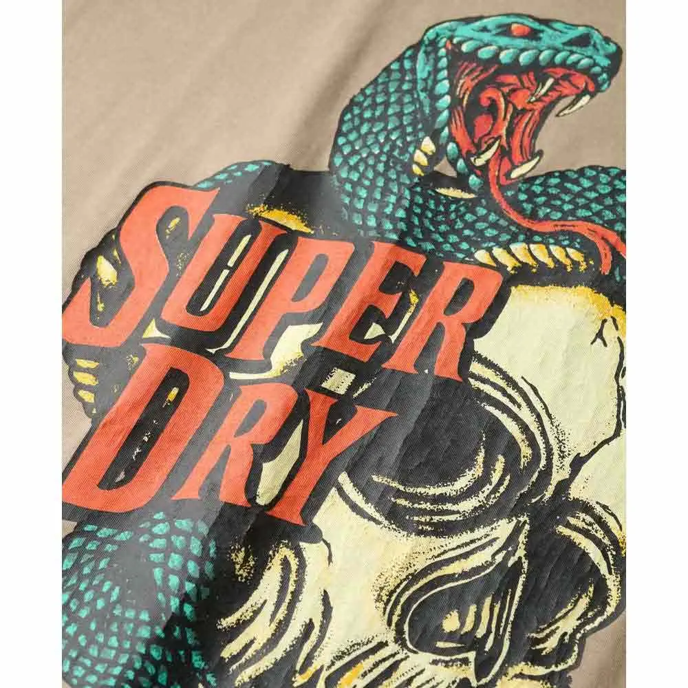 Футболка с коротким рукавом Superdry Biker Rock Graphic Loose, коричневый — фото 4