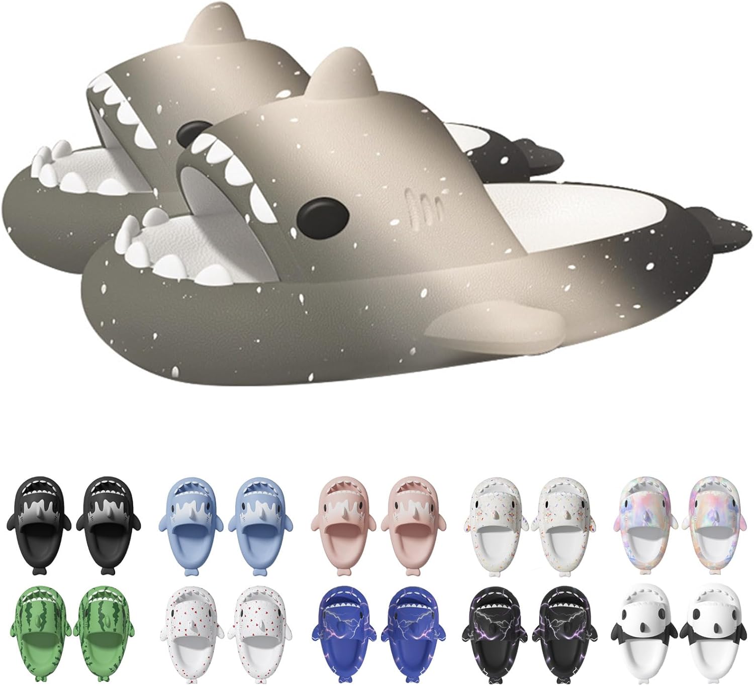 

Сланцы Jfxgjuv Ice Cream с акулой, сланцы с 3D забавными плавниками, унисекс сланцы с облаками и акулой, ЭВА сланцы с открытым носком для душа, бассейна, пляжа, белый/черный/серый