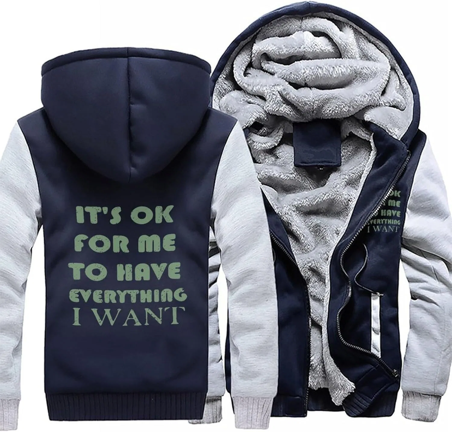Толстовки OK For Me To Have Everything I Want для мужчин, толстые толстовки на молнии, флисовые толстовки, зимние теплые куртки — фото 3