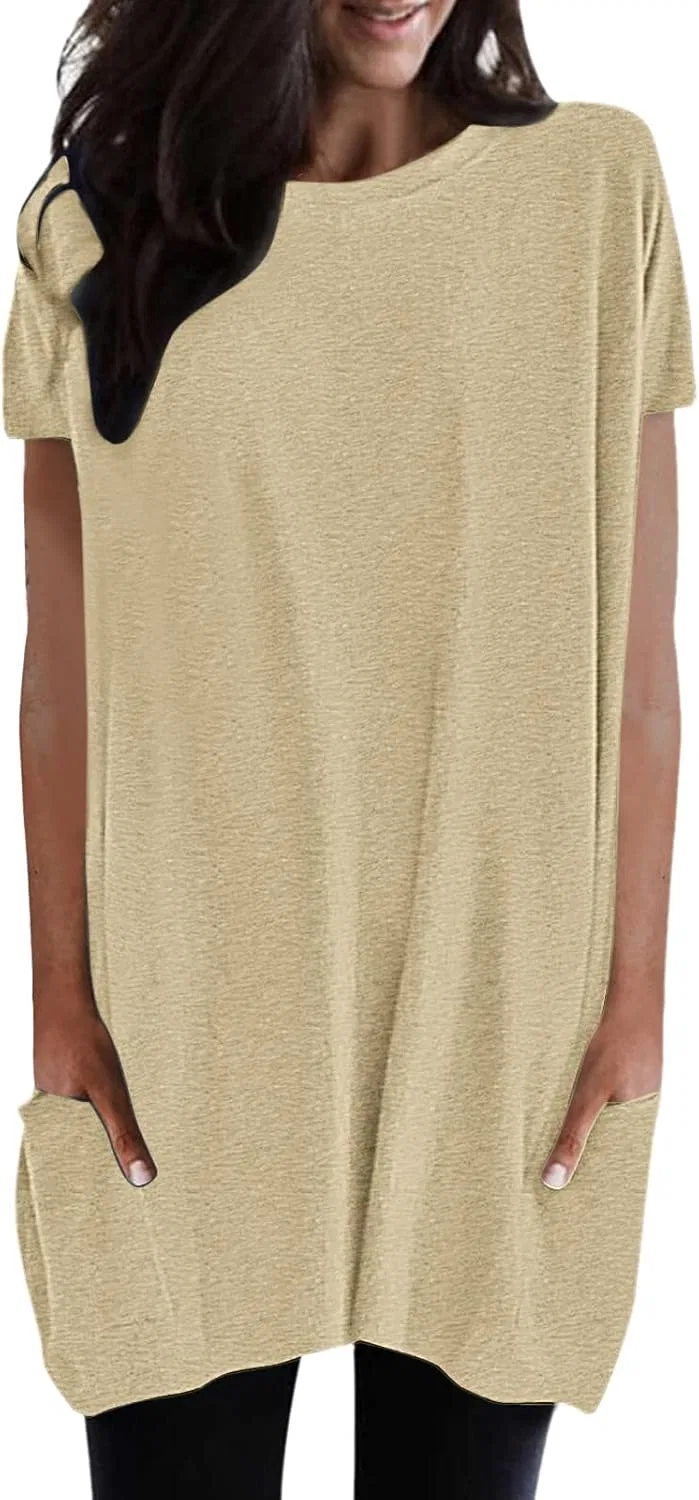 Блуза, свободный крой, Women's Short Sleeve Long Sleeve T-Shirt, хаки