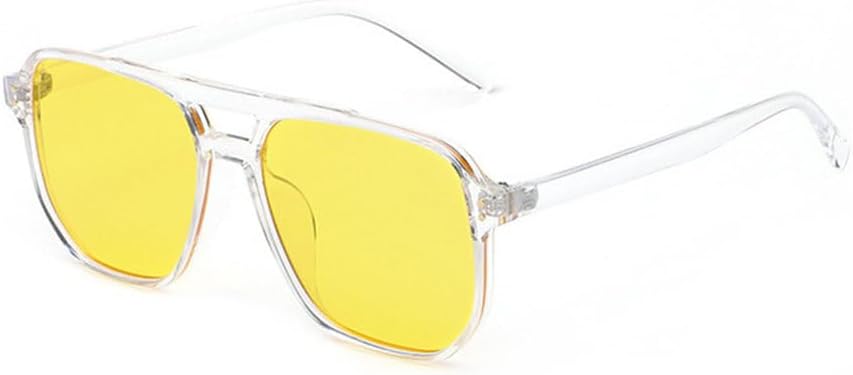 

Ретро солнцезащитные очки с двойной перемычкой для женщин, модные декоративные очки, солнцезащитные очки UV400 для мужчин, трендовые солнцезащитные очки TKKTLLT, Transparent Yellow