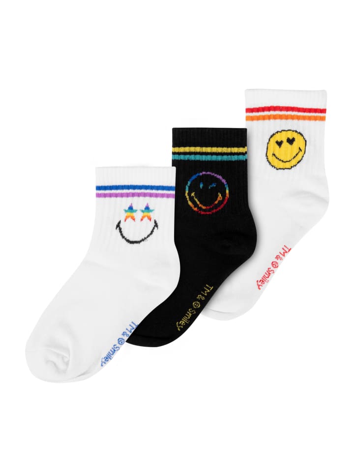 

Носки United Labels 3er Pack Smileyworld Smiley Sneaker Strümpfe, черный/белый