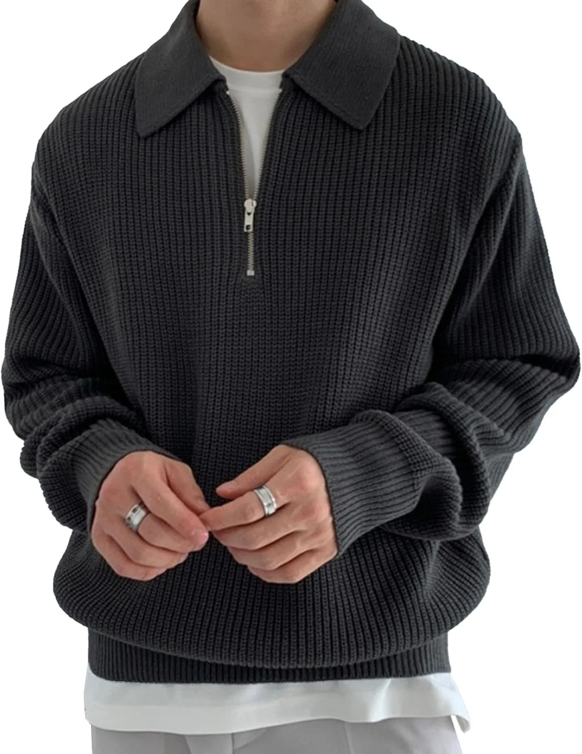 

Мужской базовый свитер с воротником-стойкой на молнии
