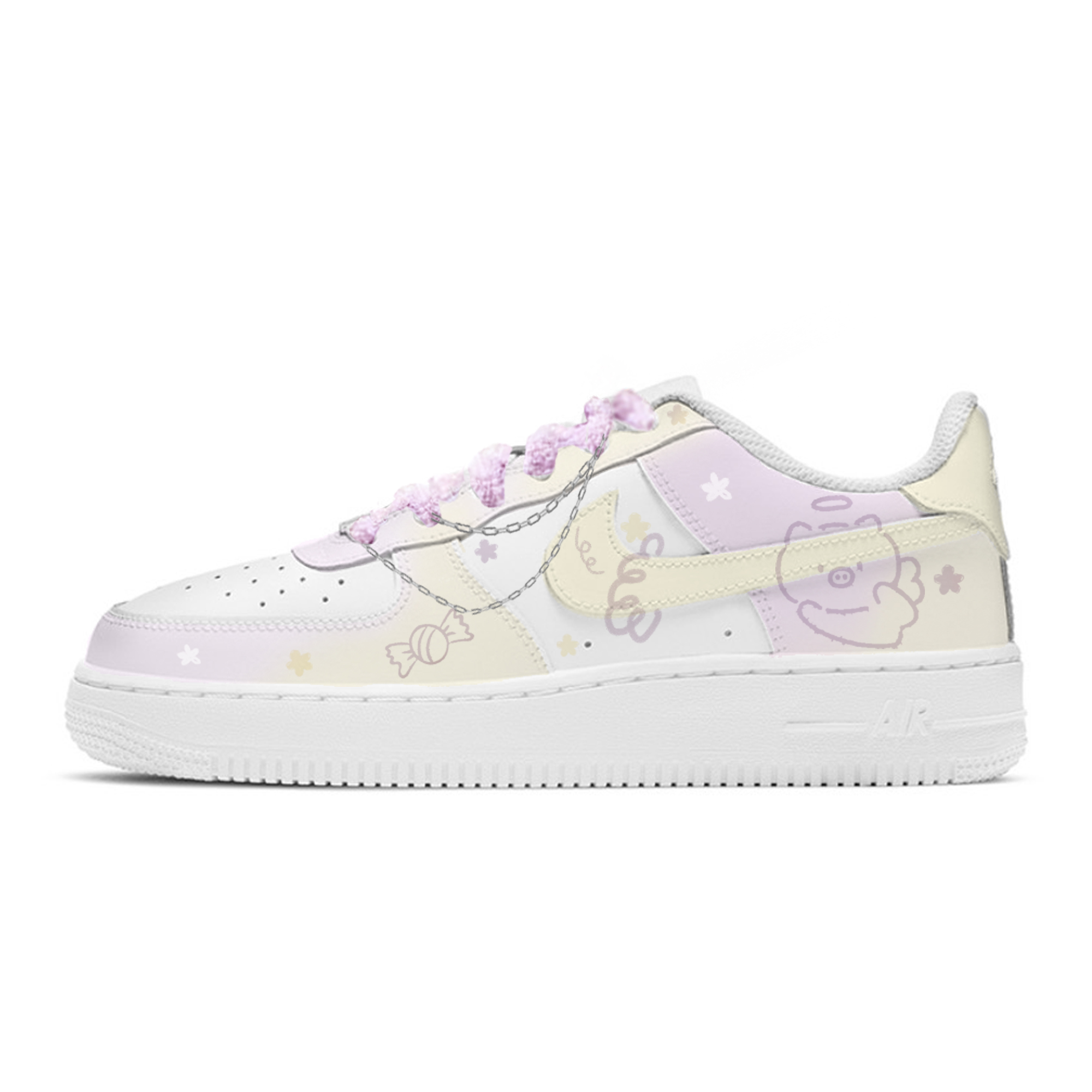 

Кроссовки Air Force 1 с антискользящей амортизацией, износостойкие, низкие, для детей и подростков Nike, белый/желтый