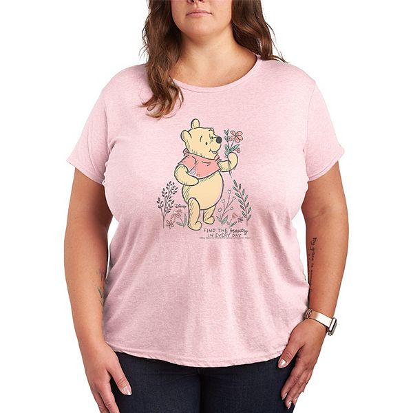 

Футболка Plus size с принтом Winnie the Pooh "Находи красоту в каждом дне" Disney, Heather Pink