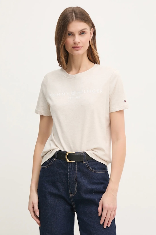 

Хлопковая футболка Tommy Hilfiger, бежевый
