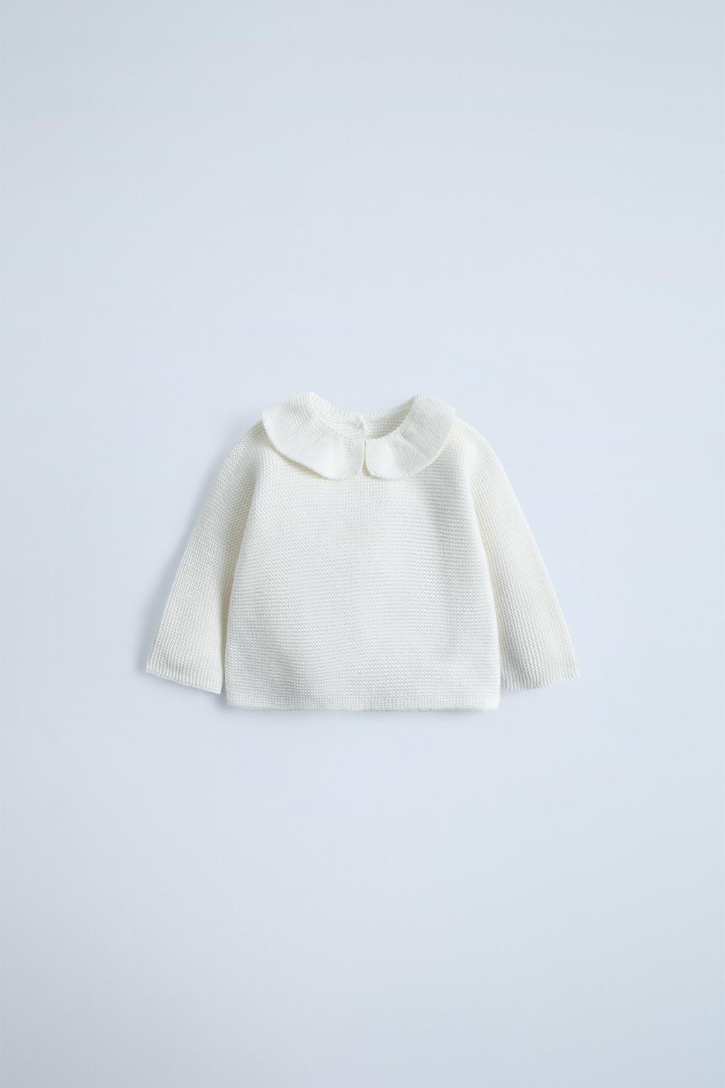 

Вязаный свитер с воротником "питер пэн" ZARA, цвет Light ecru
