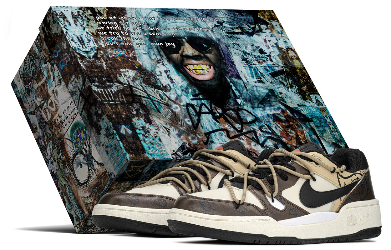 

Кроссовки Nike Full Force Skateboarding Shoes Men Low-top Black/Brown, белый/черный