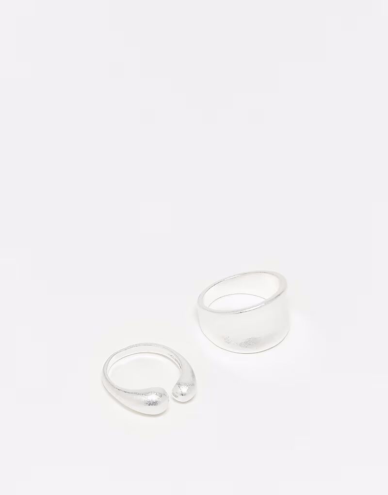 

Набор из 2 колец с открытыми деталями в оттенке потертого серебра Asos Design