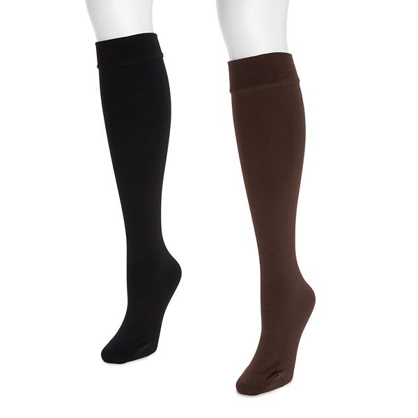 

Женские носки 2-pack fleece lined knee high Muk Luks, Brown Black