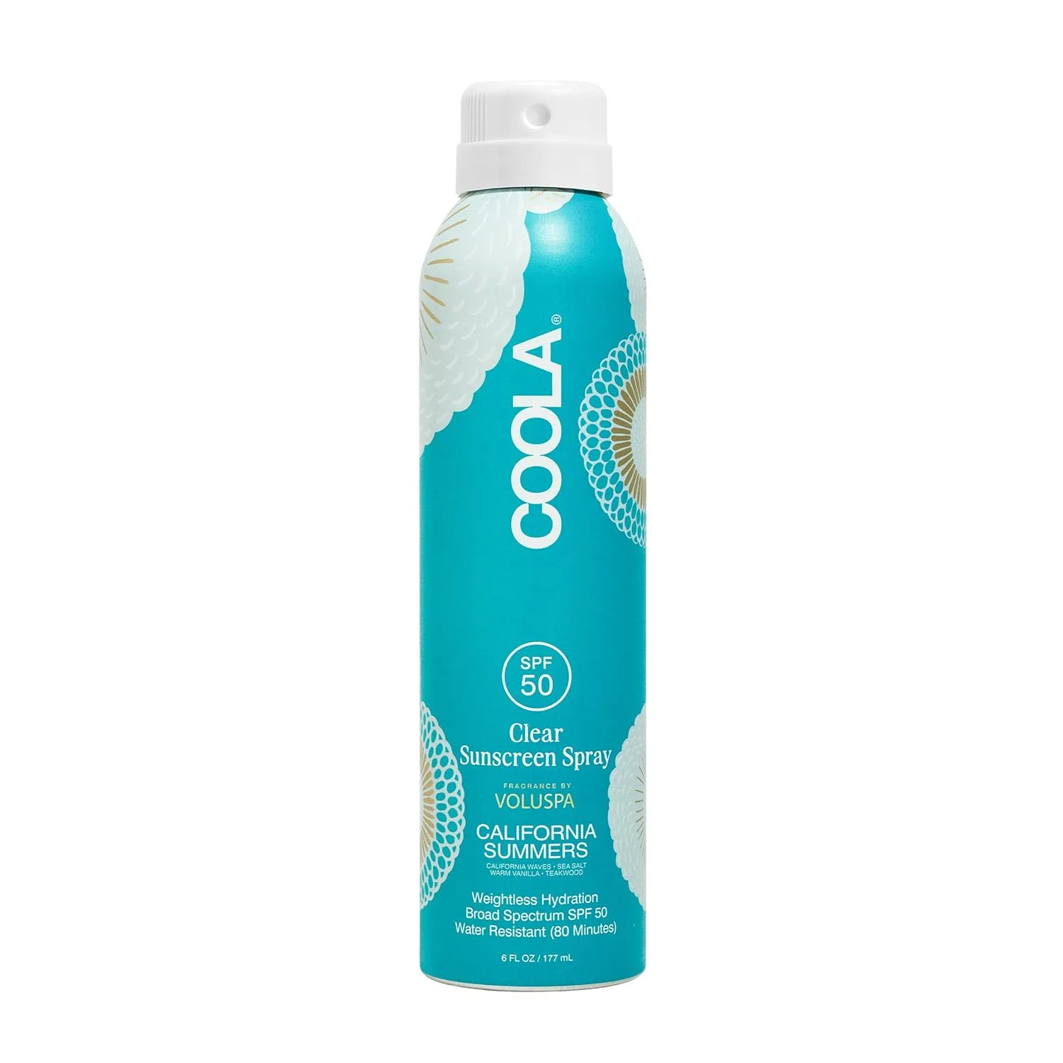 COOLA Organic Clear Sunblock Spray SPF 50, аромат Voluspa California Summers, протестировано дерматологами, средство для ежедневной защиты кожи, веганский продукт, не содержит глютена., Multicolor