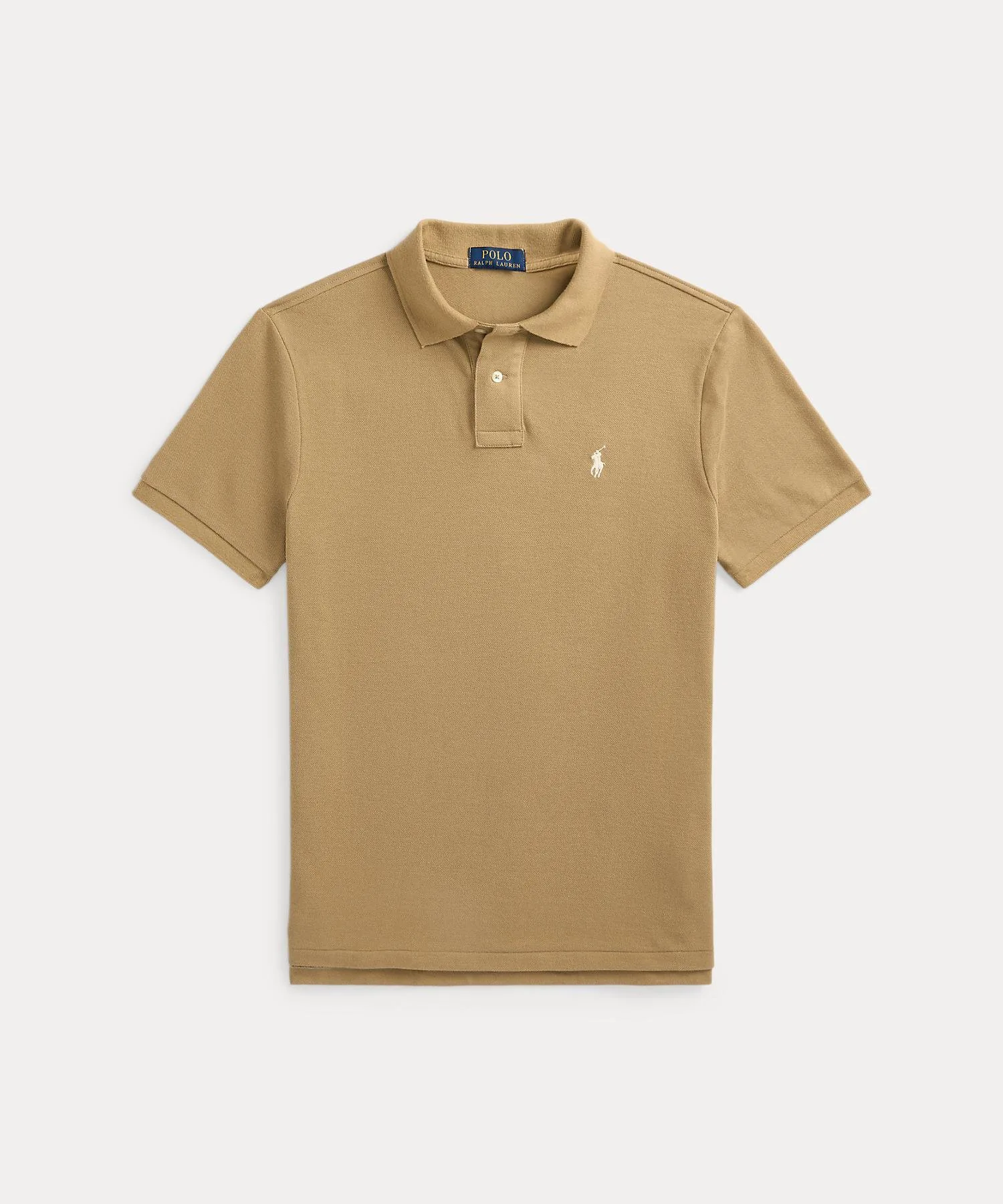 Поло-рубашка из сетчатой ткани приталенного кроя, сшитая. Polo Ralph Lauren, 260 Brown — фото 2