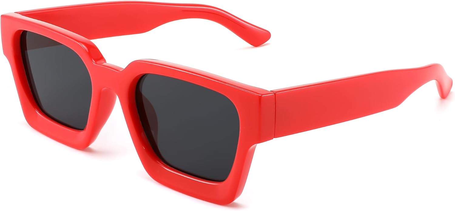 

Солнцезащитные очки FEISEDY в стиле ретро 90-х, квадратной формы, для женщин и мужчин, модные массивные прямоугольные солнцезащитные очки с защитой UV400, модель B2385, 012 Red | Grey Lens