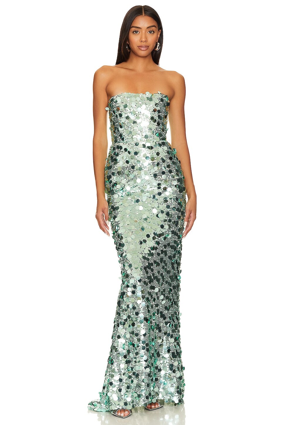 

Платье Bronx and Banco Farah Strapless Gown, цвет Green & Multi