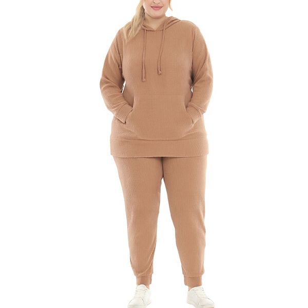 

Комплект из двух предметов Plus size из мягкого ребристого трикотажа Wm Fashion, Choco Mousse