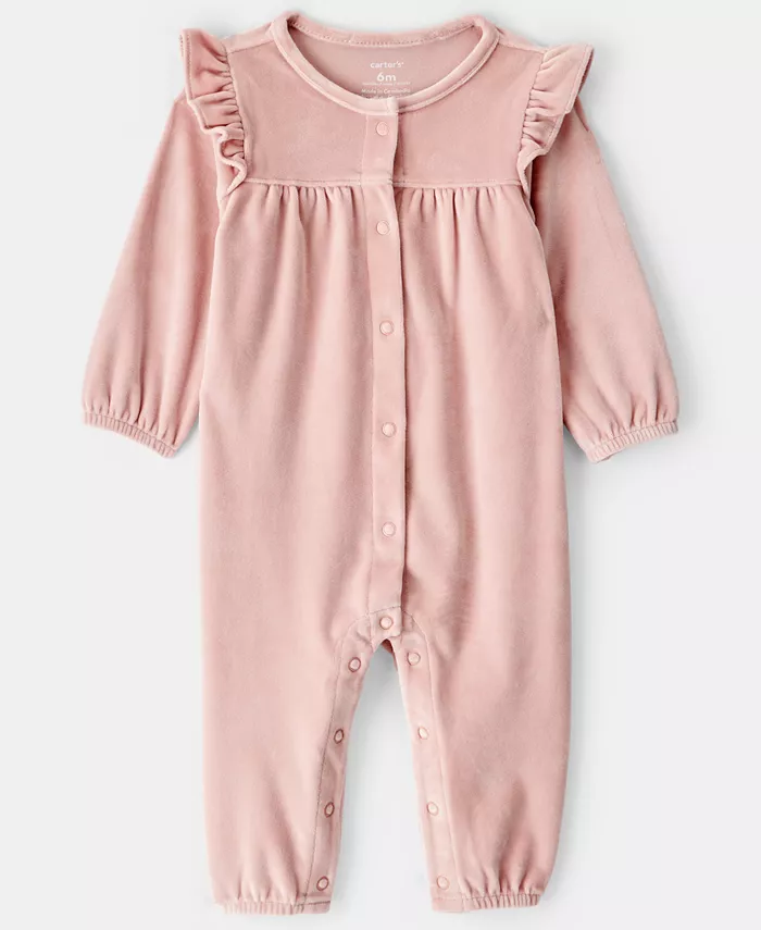 

Детский комбинезон для девочек из велюра с длинными рукавами Carter'S, розовый