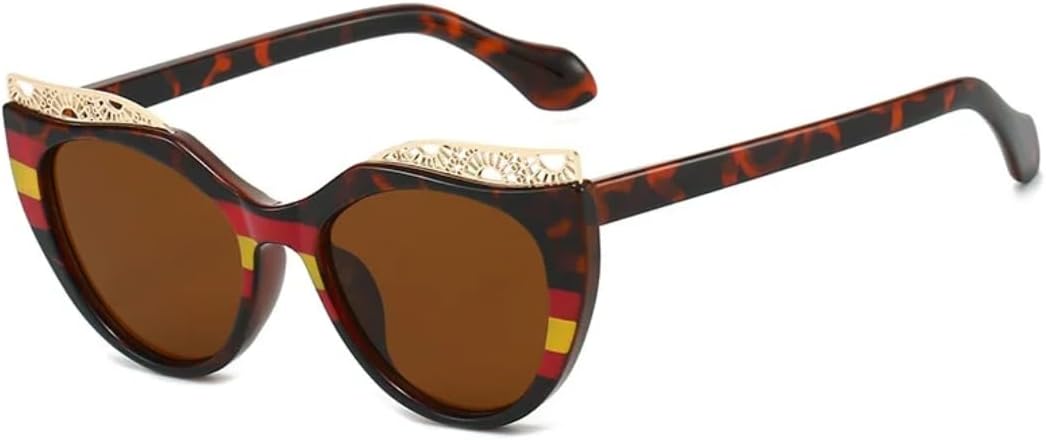 

Роскошные солнцезащитные очки «кошачий глаз» в цвете, женские, с ажурной оправой, повседневные, универсальные, мужские, с защитой от УФ-излучения UV400 TVTBBVV, Hawksbill Brown