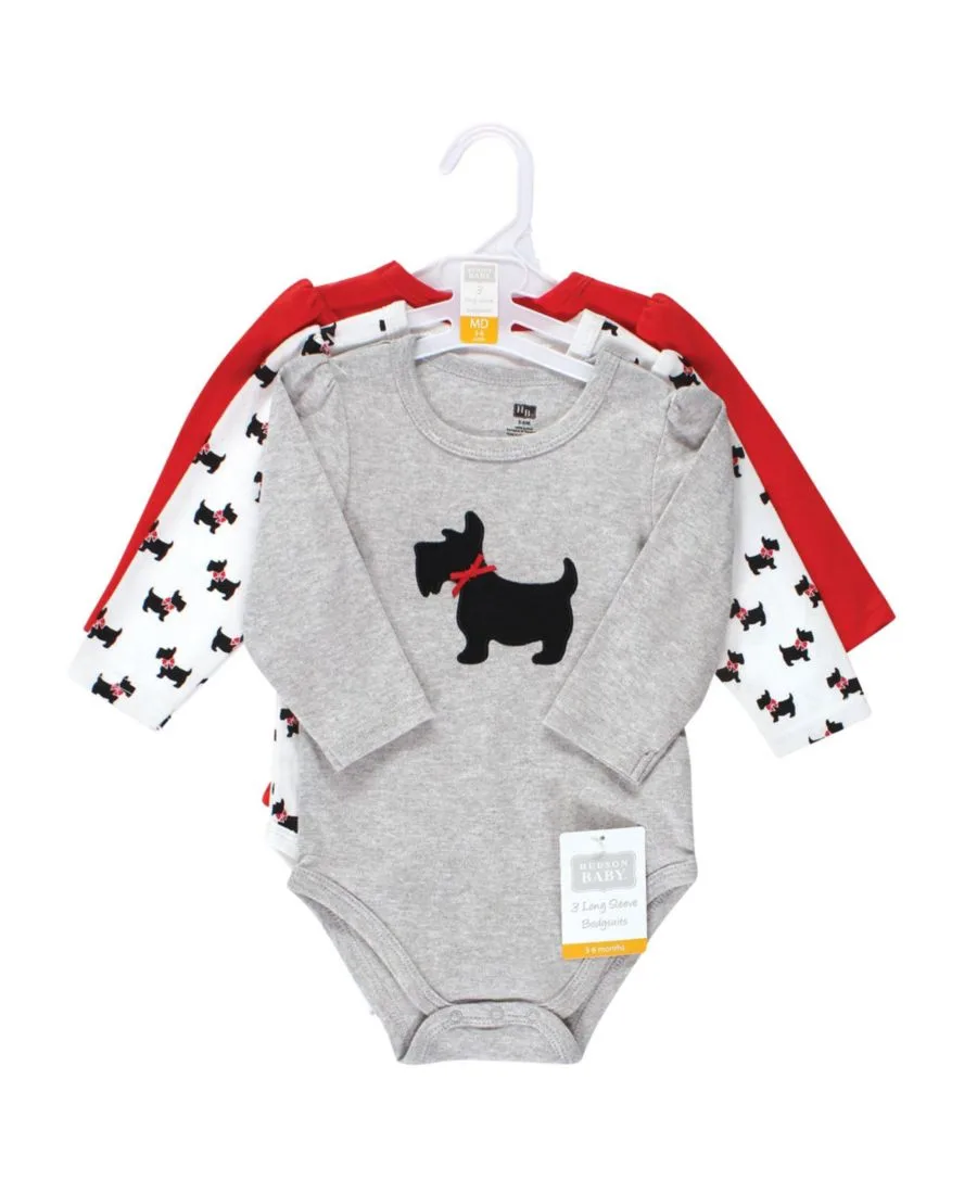 Hudson Baby Хлопковые боди с длинными рукавами, комплект из 3 штук, с принтом цвета корицы — фото 3