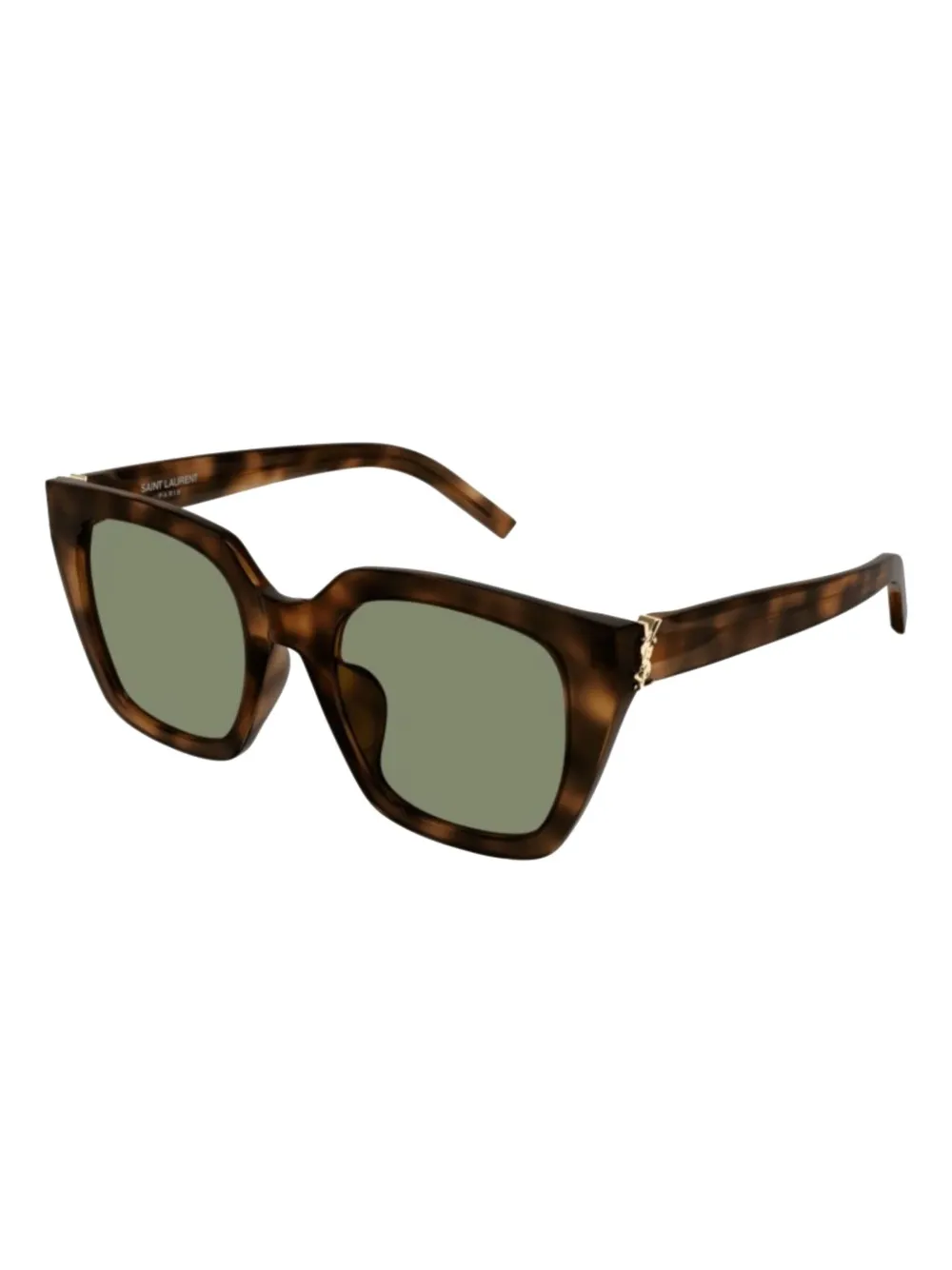 

Солнцезащитные очки в геометрической оправе с черепаховым принтом Saint Laurent Eyewear, коричневый