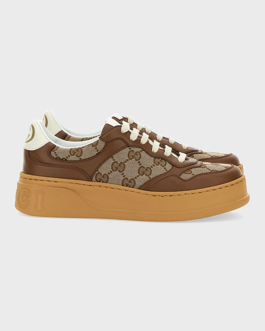 Низкие кеды из плотной ткани с узором GG Gucci