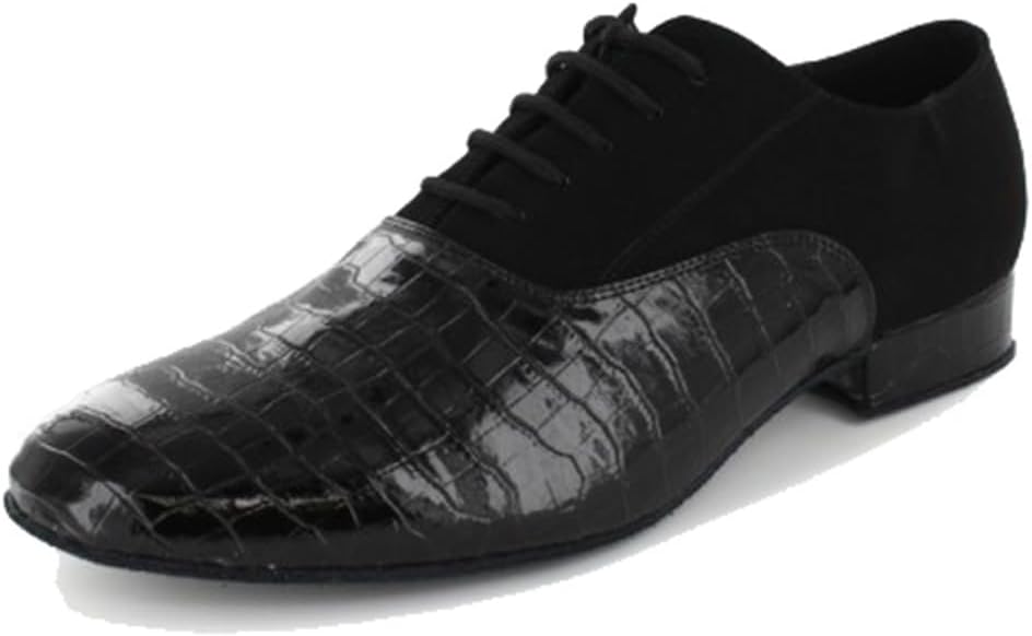 

Мужские дышащие танцевальные туфли классические сшнуровкой с узором под змеиную кожу для социальных танцев, танго, самба и занятий бальными танцами Mgm-Joymod, черный
