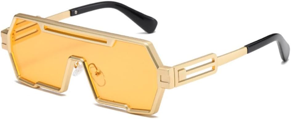 

Модные большие цельные солнцезащитные очки для мужчин в винтажном стиле, металлический панк, зеркальные, UV400, для женщин, роскошные солнцезащитные очки LVTFCO, Golden Yellow