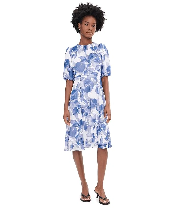 Платье миди с пышными рукавами Calvin Klein, Spring Mist Multi
