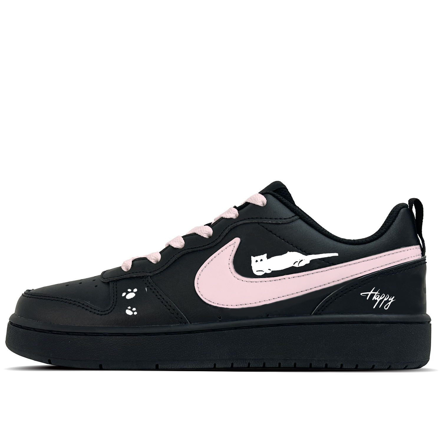 

Court Borough Pink Nai устойчивые к истиранию нескользящие низкие детские скейтбординг кроссовки Pink для подростков Nike, черный