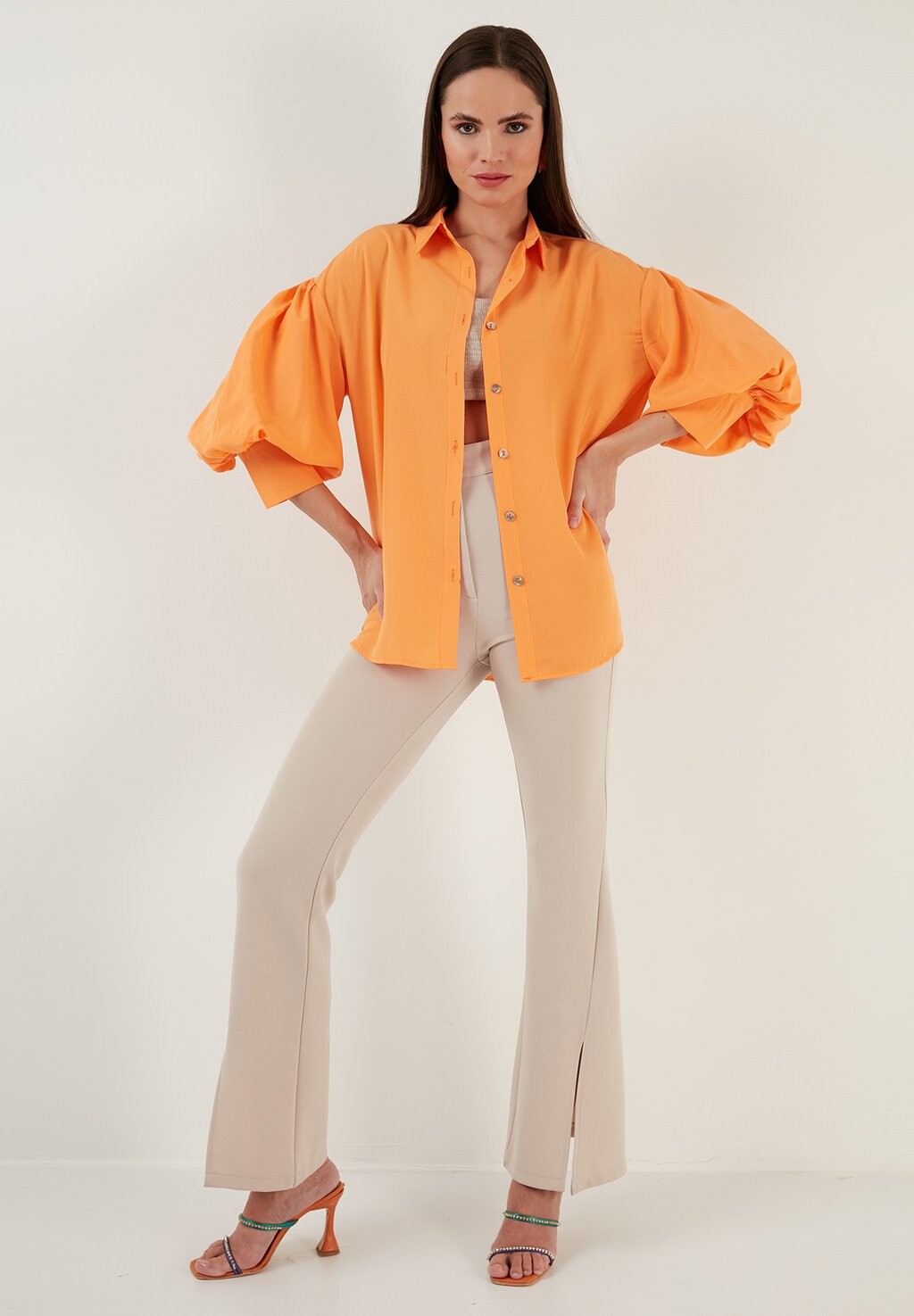 

Блузка на пуговицах Loose Fit LELA, оранжевая