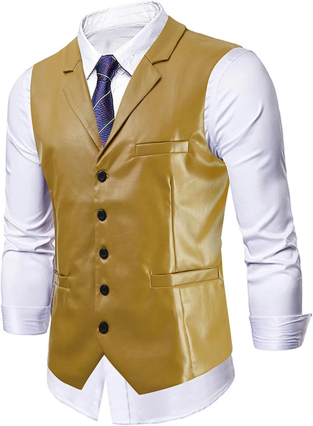 Мужской топ-безрукавка Slim Fit, рифленый, желтый — фото 4