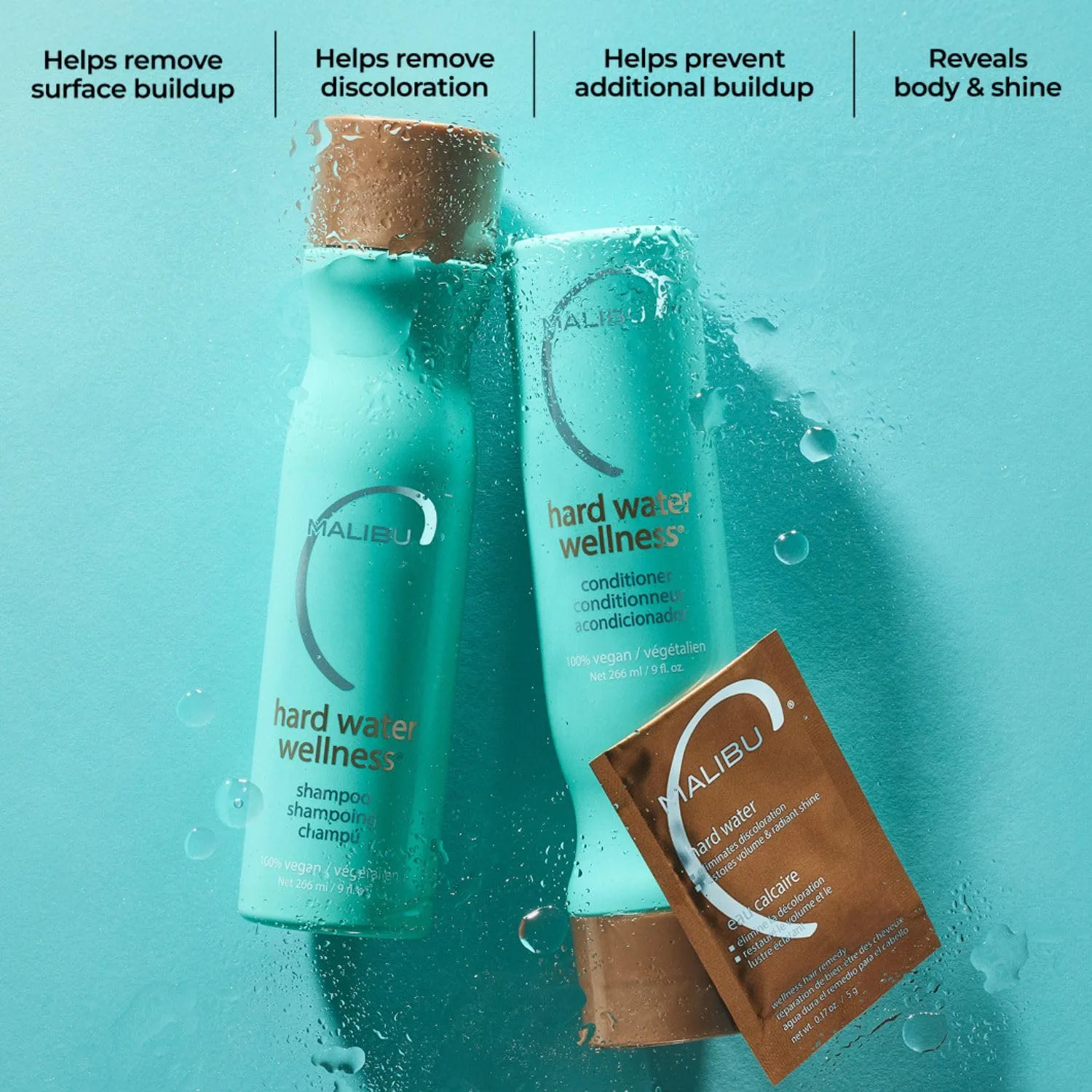 Шампунь Malibu C Hard Water Wellness - увлажняющий, безсульфатный уход за волосами при жесткой воде - удаляет минеральные отложения и налет. 100 мл (.) — фото 3