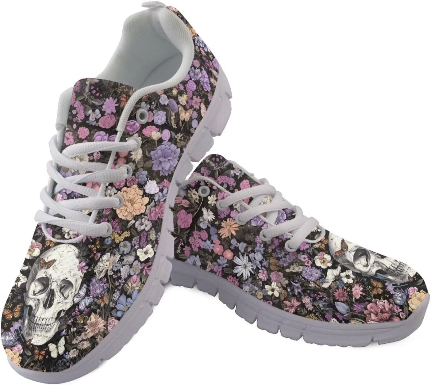 

Женские теннисные кроссовки chaqlin, мужские слипоны для ходьбы, беговые кроссовки, легкие для улицы и дома, Goth Skull Flower