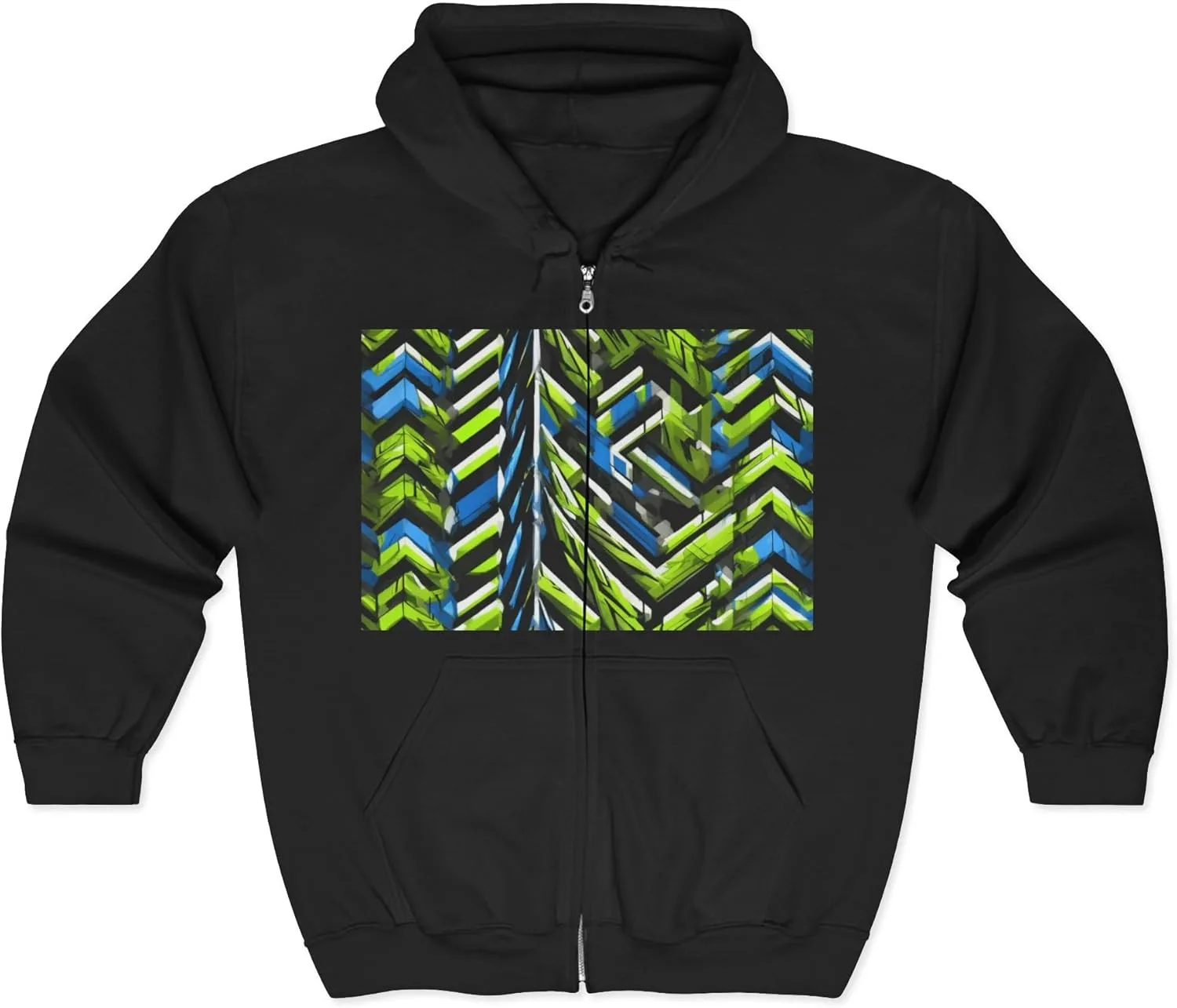 Unisex Heavy Blend Full-Zip Hooded Sweatshirt с паттерном Chevron Isometric 0195