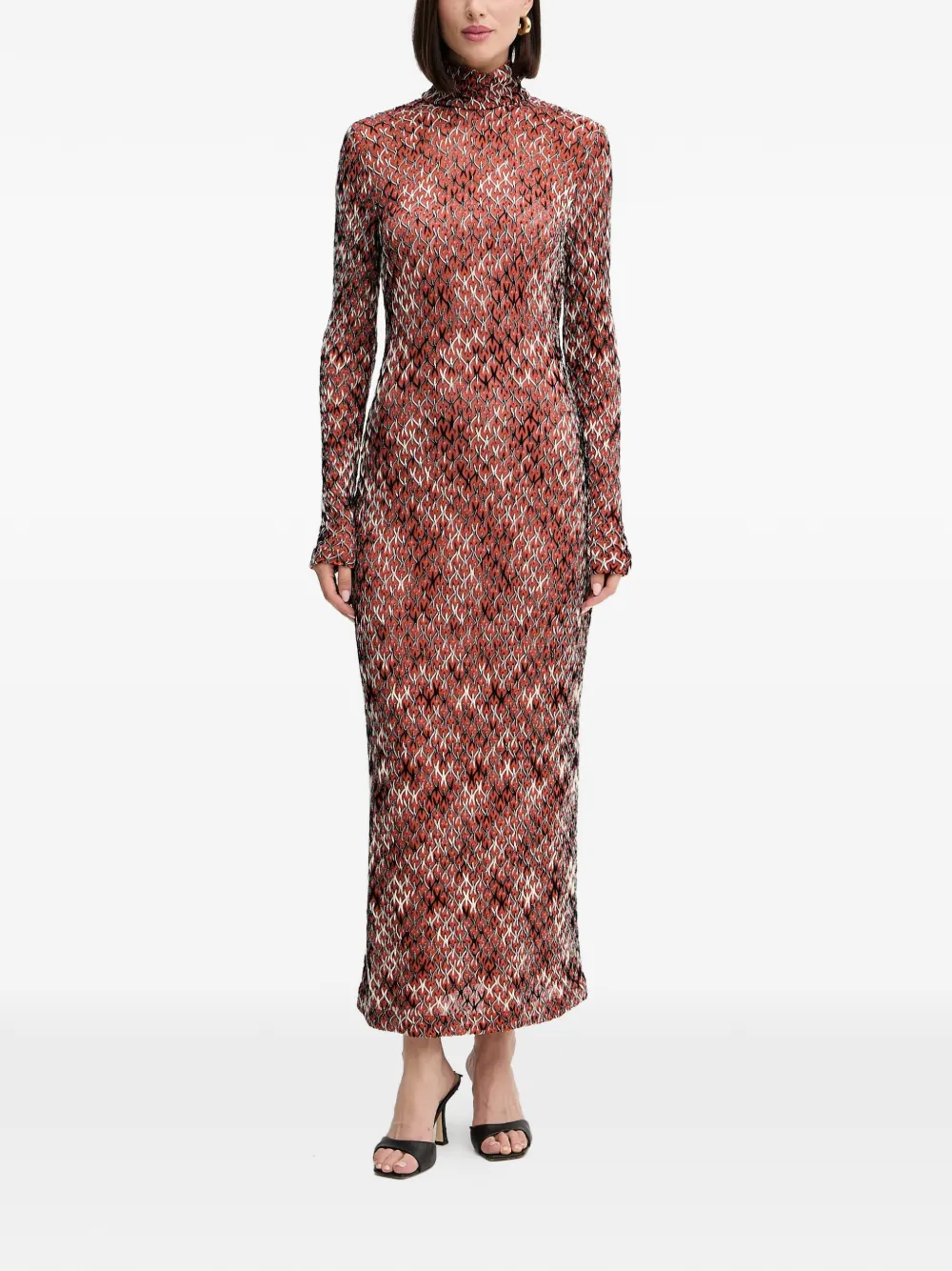 

Платье миди с длинными рукавами и узором Missoni, коричневый