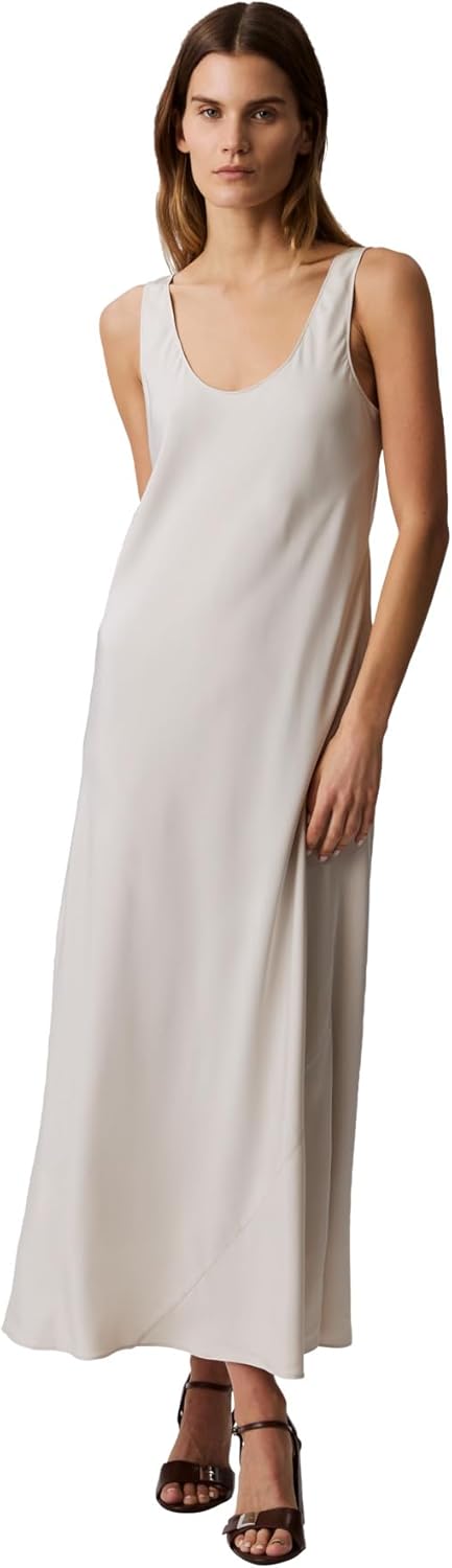 

Женское платье-комбинация миди из вискозного твила Calvin Klein, Oatmeal