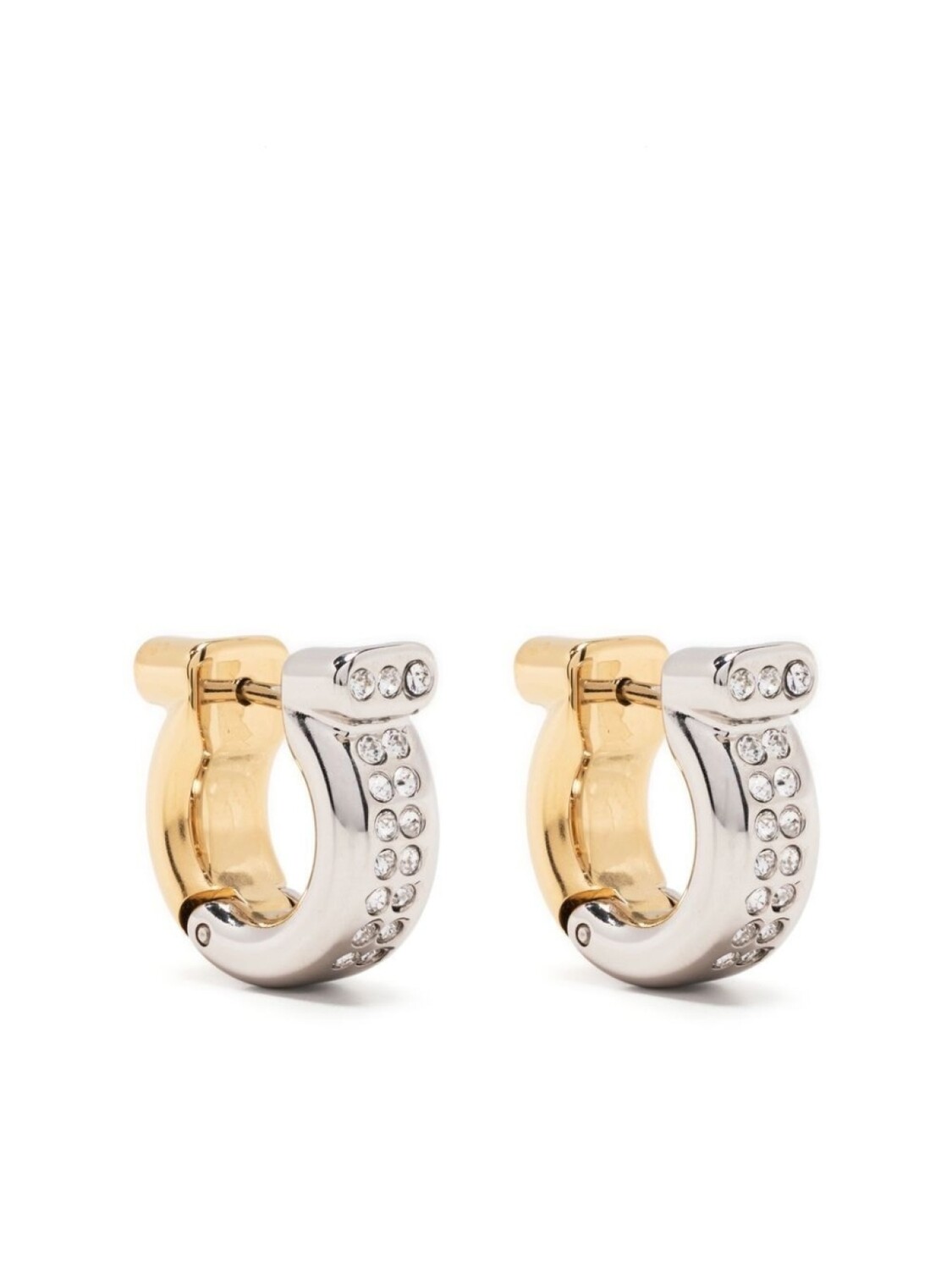 

Серьги-кольца с кристаллами и декором Gancini Ferragamo, серебряный