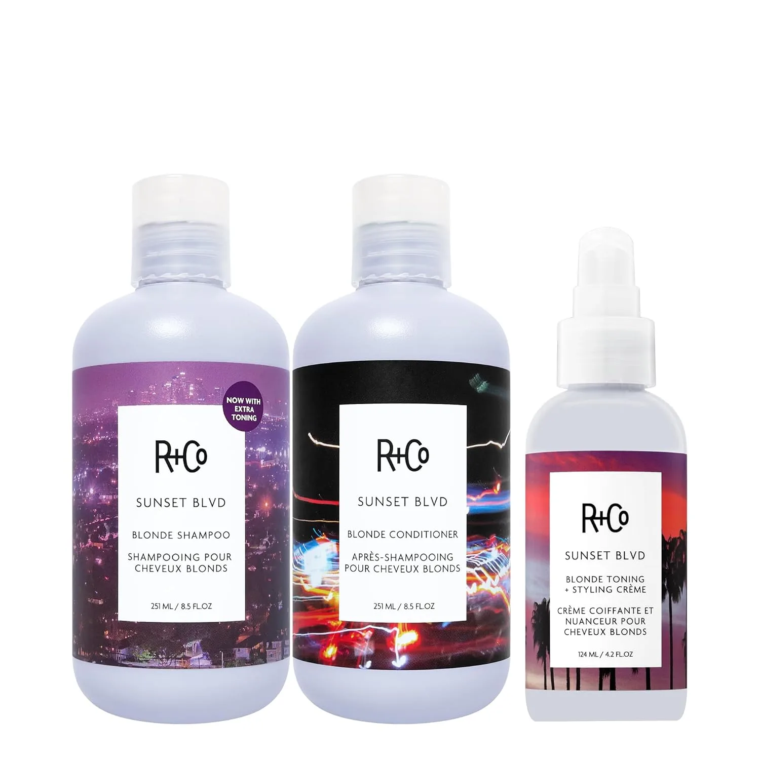 R+Co Sunset Blvd Daily Blonde шампунь для ежедневного осветления, борьбы с желтизной и увлажнения, веганский, без жестокости, 250 мл