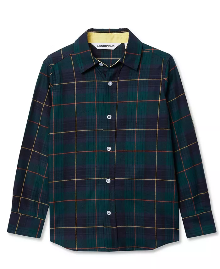 

Мальчиковая рубашка с длинным рукавом из поплина Lands' End, зеленый