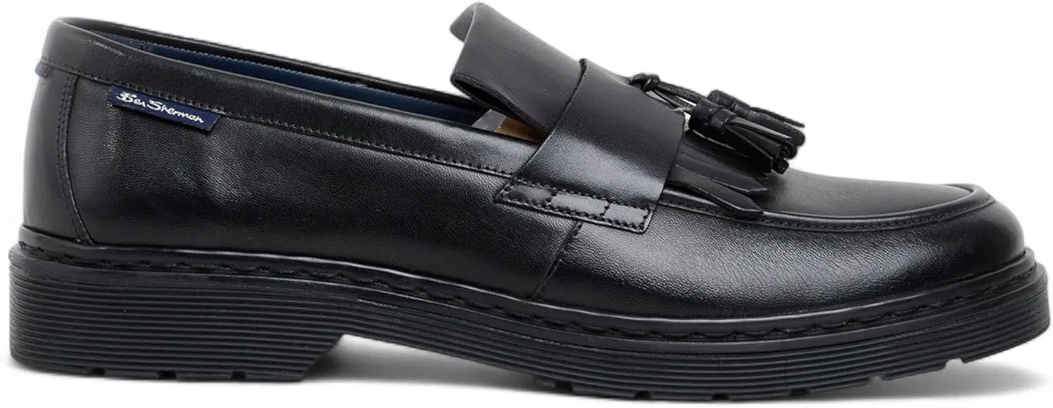 Лоферы мужские из натуральной кожи с кисточками, черный Infinity Leather