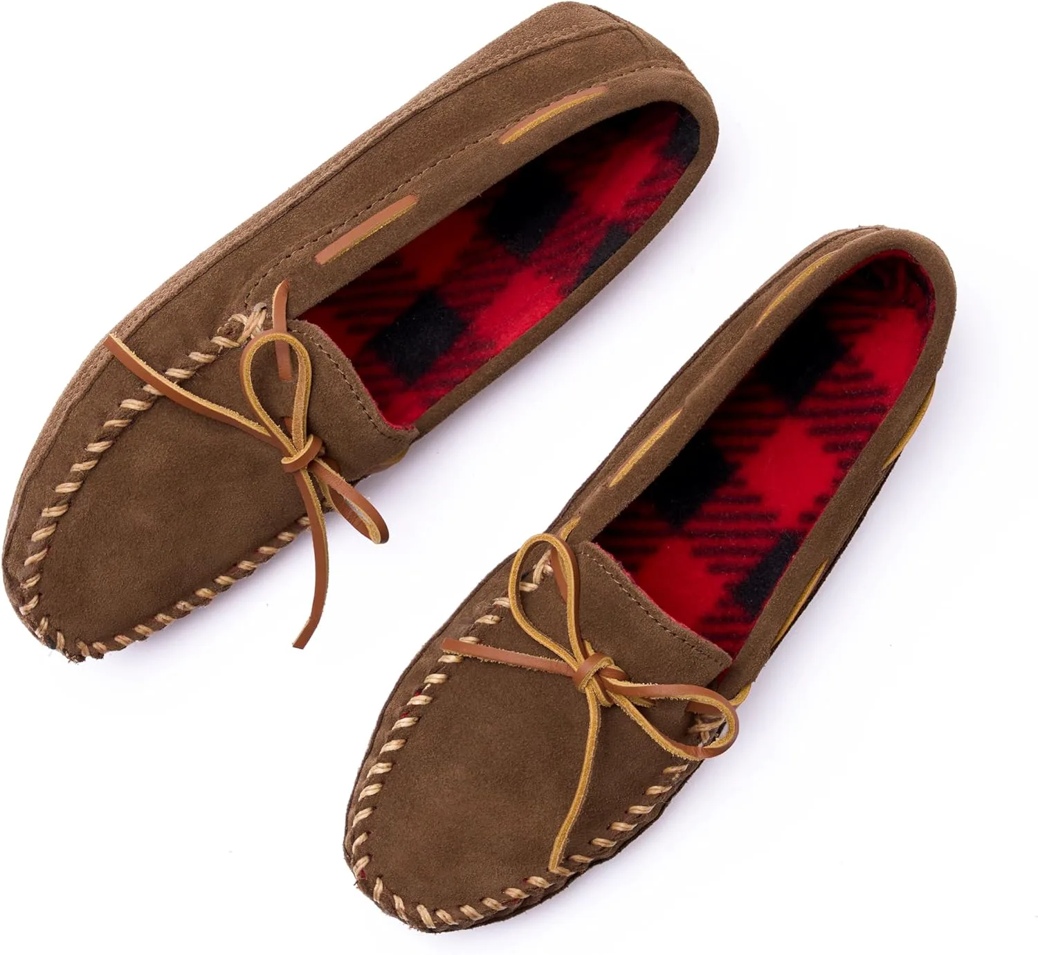 Мужские флисовые тапочки с двумя подошвами Minnetonka, коричневый — фото 4