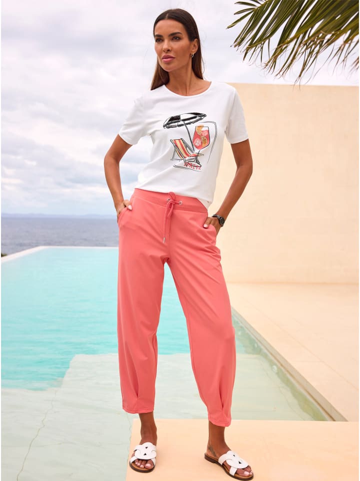 

Рубашка с короткими рукавами в белом и коралловом цвете Heine