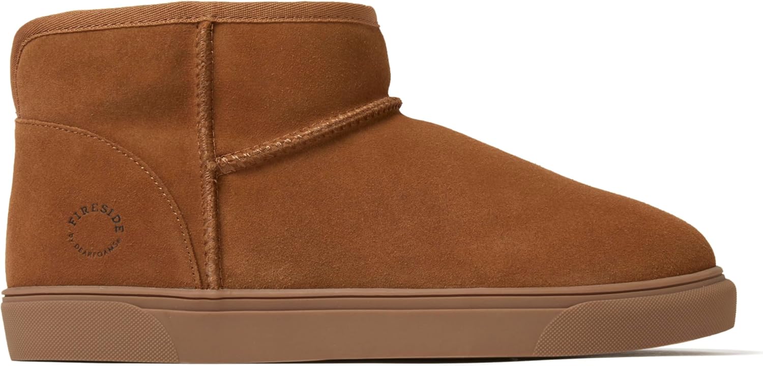 Домашние тапочки Fireside от Dearfoams для мужчин Bathurst, с натуральным мехом, микроботинки для дома и улицы Fireside By Dearfoams, Chestnut — фото 3