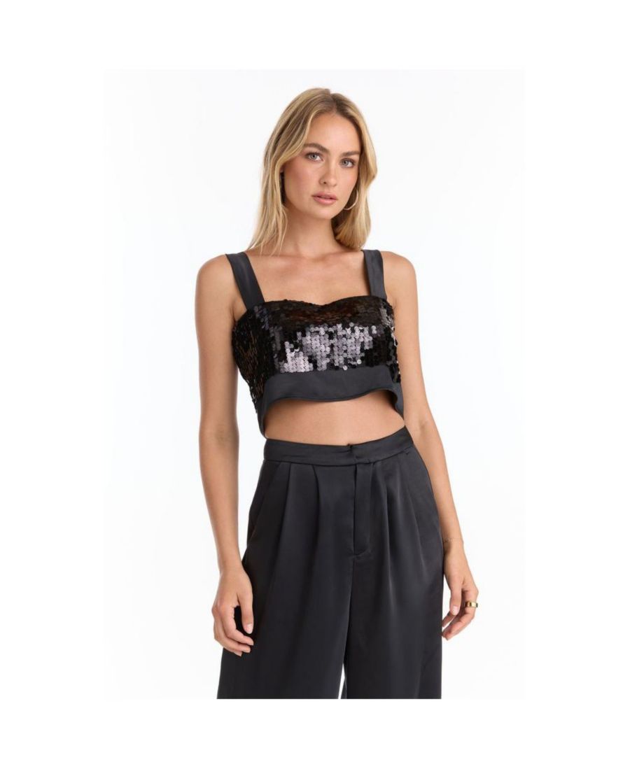 

Женский укороченный топ Zoey с пайетками The Noli Shop, Black