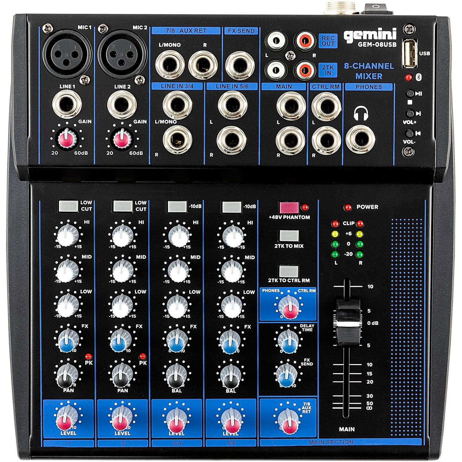 

Gemini GEM-08 USB 8-канальный USB-микшер с Bluetooth