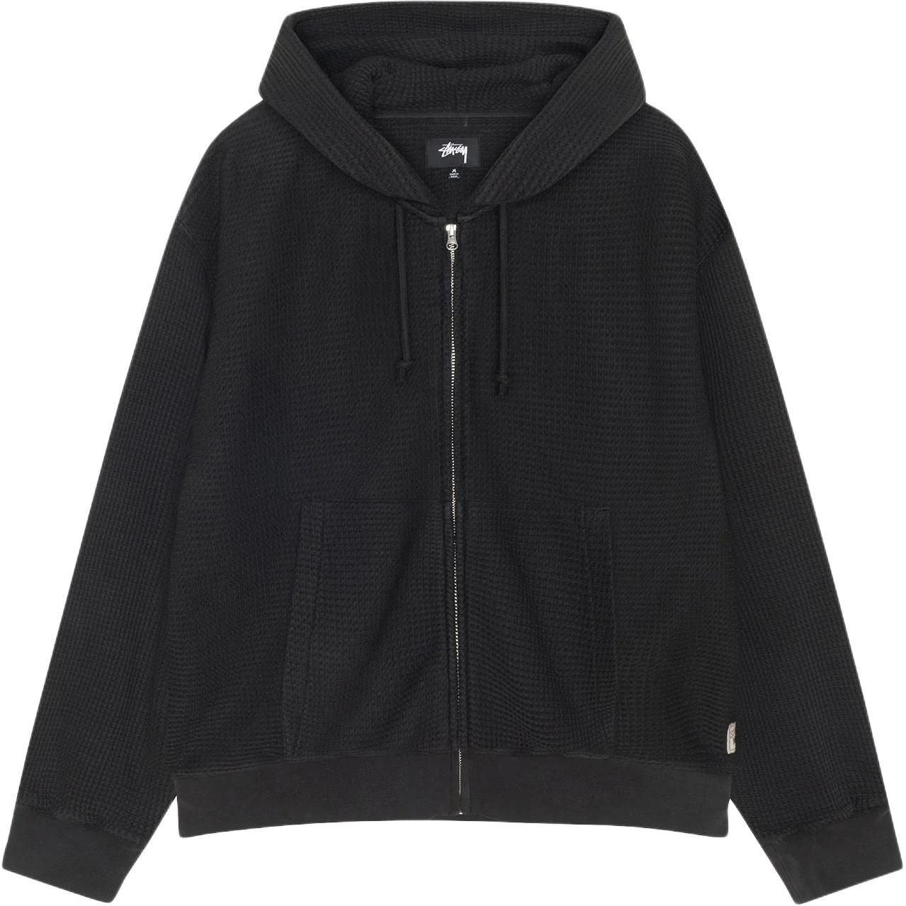 

Двухслойная вафельная худи с молнией Stussy, черный