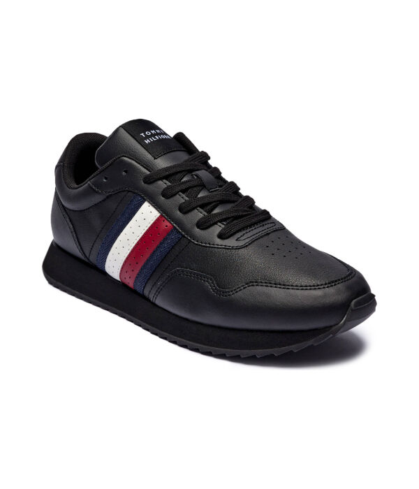 

Кроссовки мужские Tommy Hilfiger Evo кожаные с полосками, черный