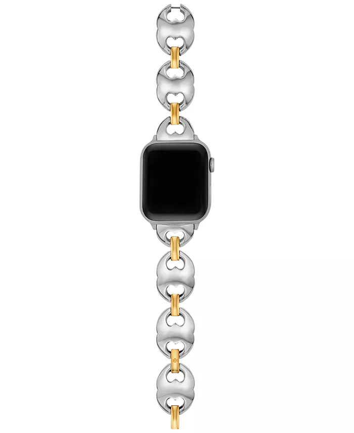 

Женский браслет The Double T Link из двухцветной нержавеющей стали для Apple Watch 38-46 мм Tory Burch