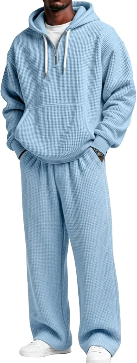 Костюм спортивный мужской waffle knit, K002-sky Blue