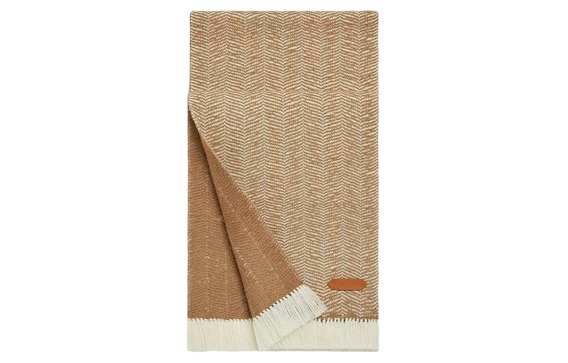 

HERMES Двусторонний вязаный шарф женский верблюжий, Camel